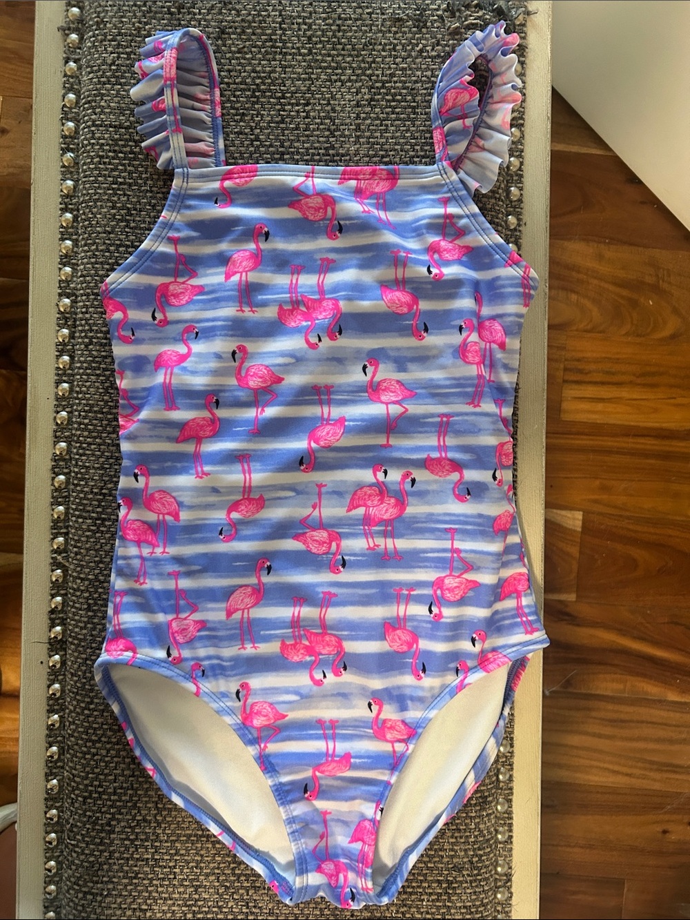 Cat & Jack Girls One-Piece Swimsuit - Pink & Blue Flamingo Print